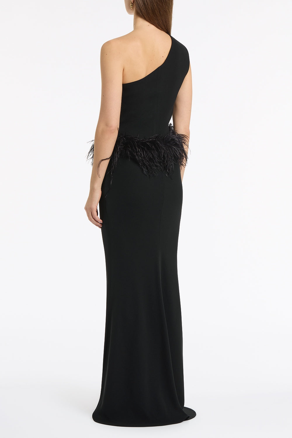 Carla Zampatti Crepe Cropped Feather Trimmed Bodice (Black)