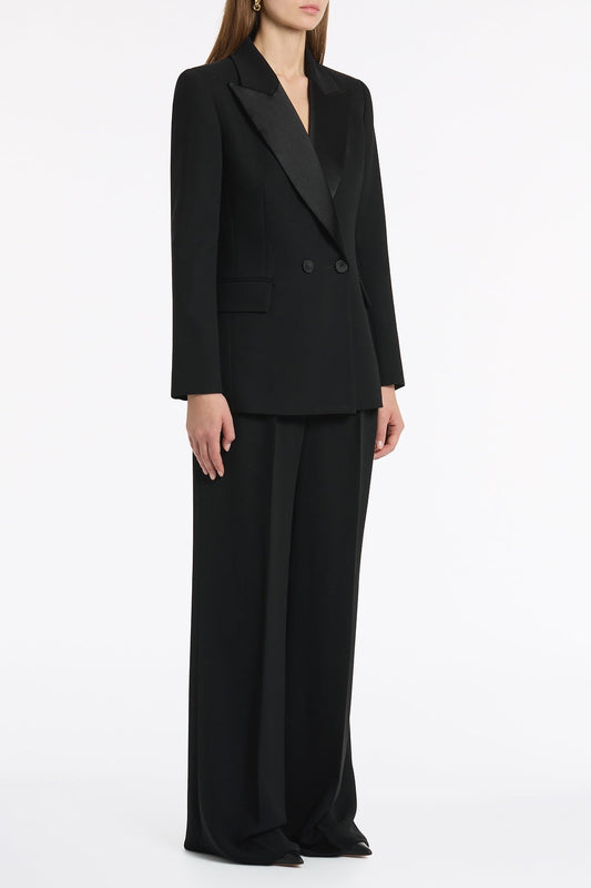 Carla Zampatti Crepe Double Breasted Blazer (Black)