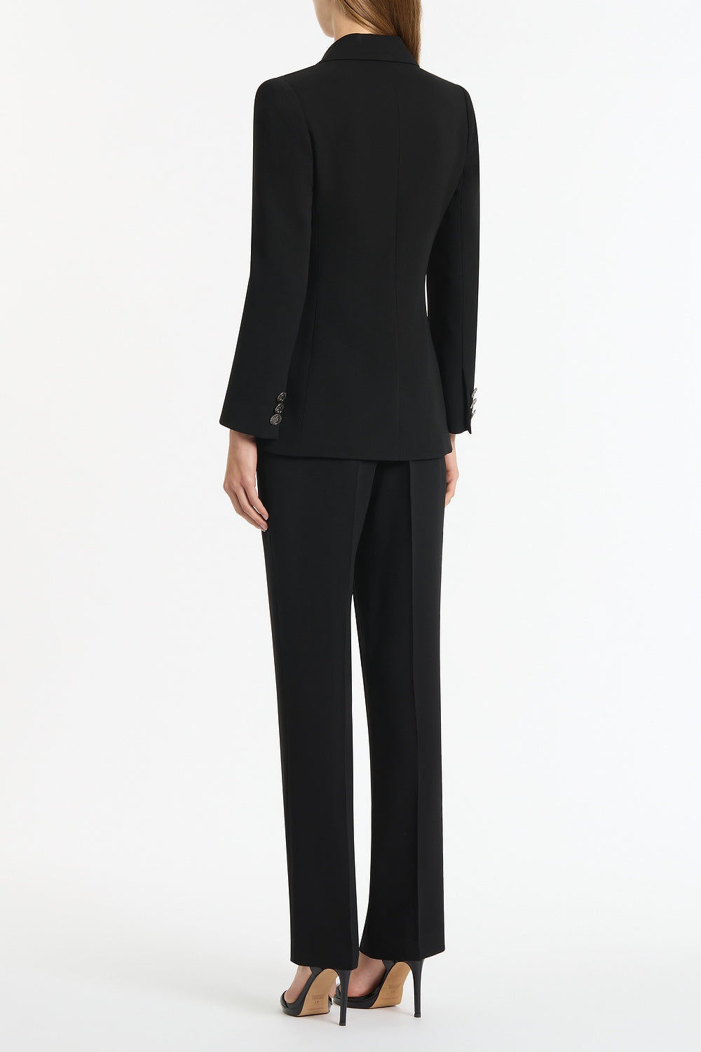Carla Zampatti Crepe Double-Breasted Jacket (Black)