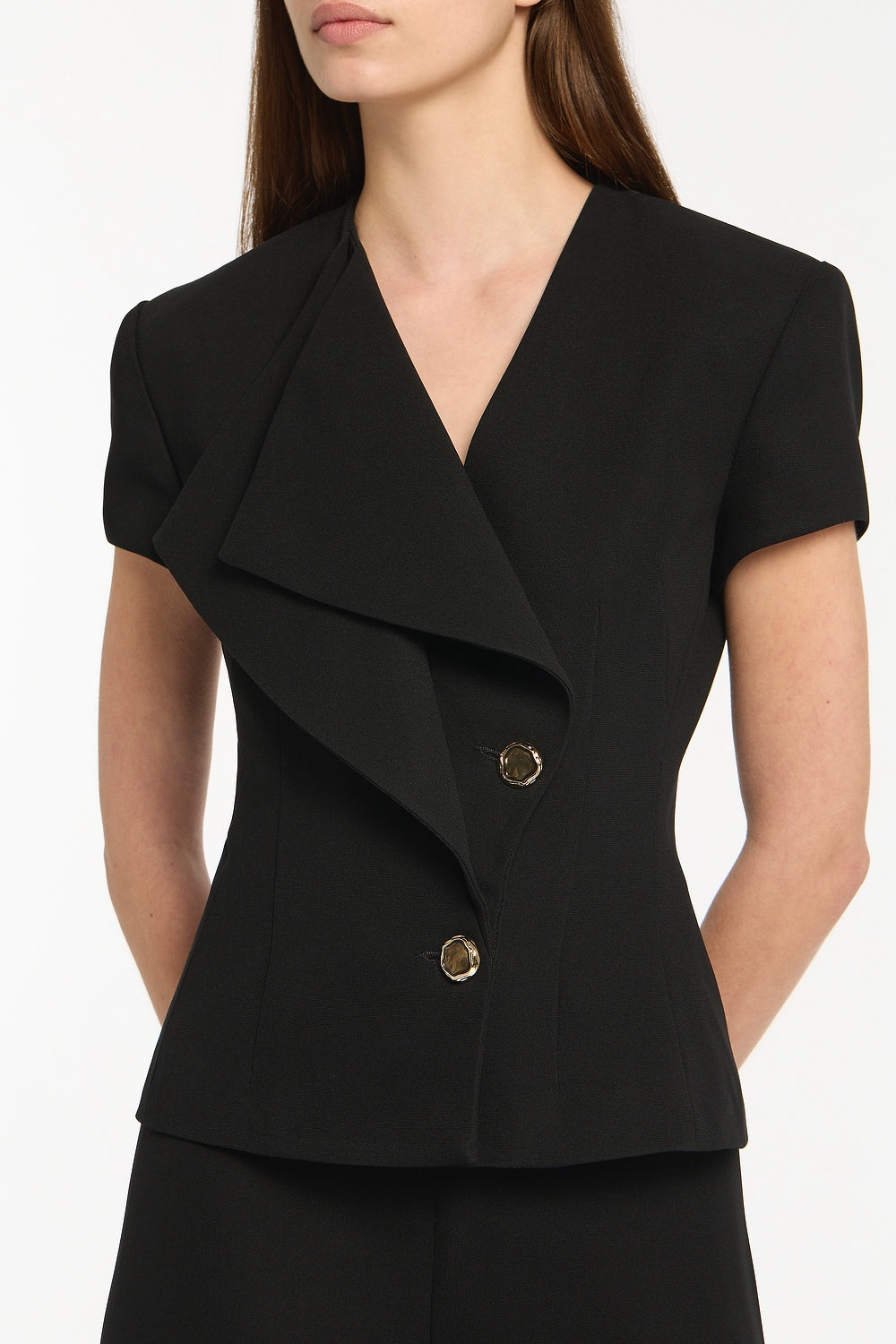 Carla Zampatti Crepe Double-Breasted Vest (Black)
