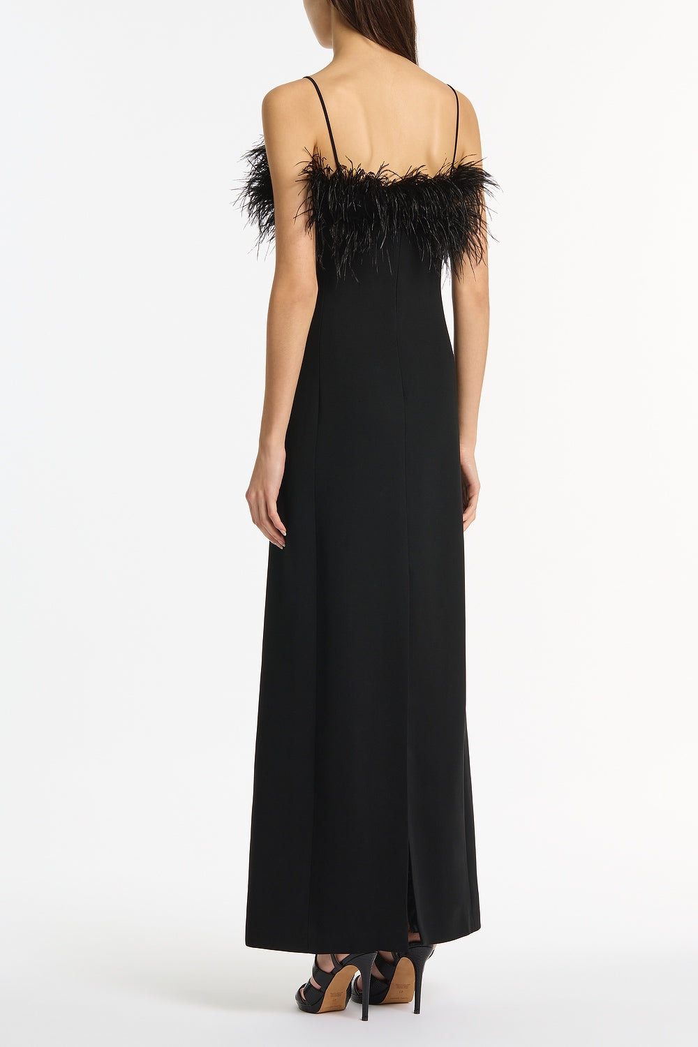 Carla Zampatti Crepe Feather Maxi Dress (Black)