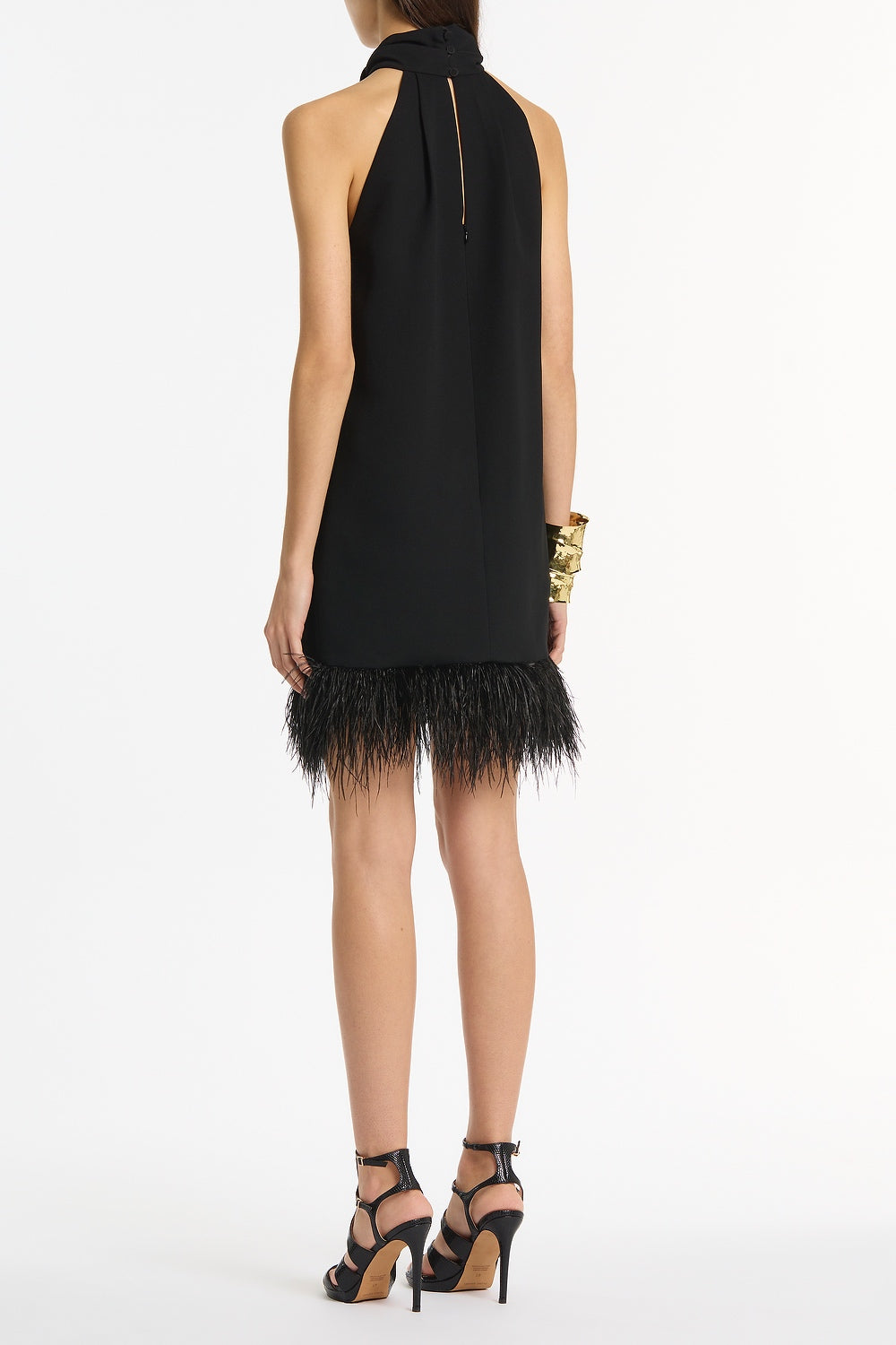 Carla Zampatti Crepe Feather Mini Dress (Black)