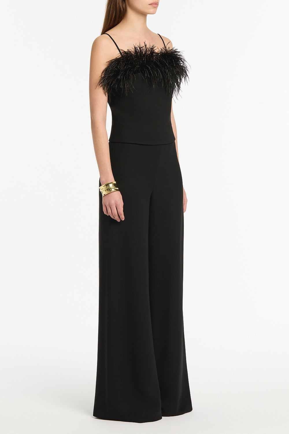 Carla Zampatti Crepe Feather Top (Black)