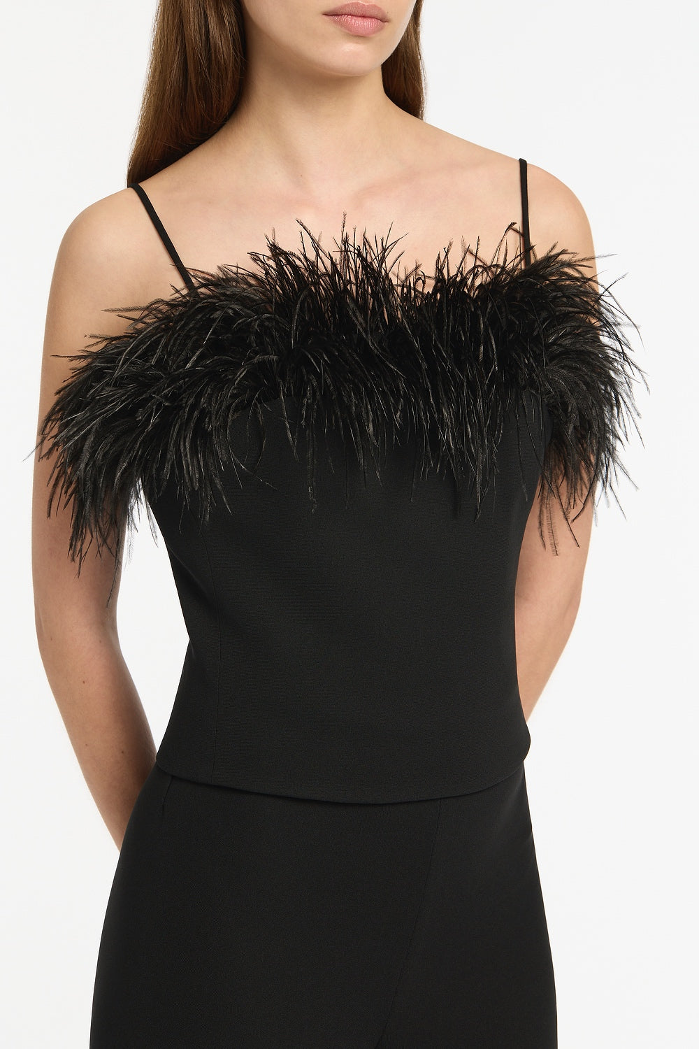 Carla Zampatti Crepe Feather Top (Black)
