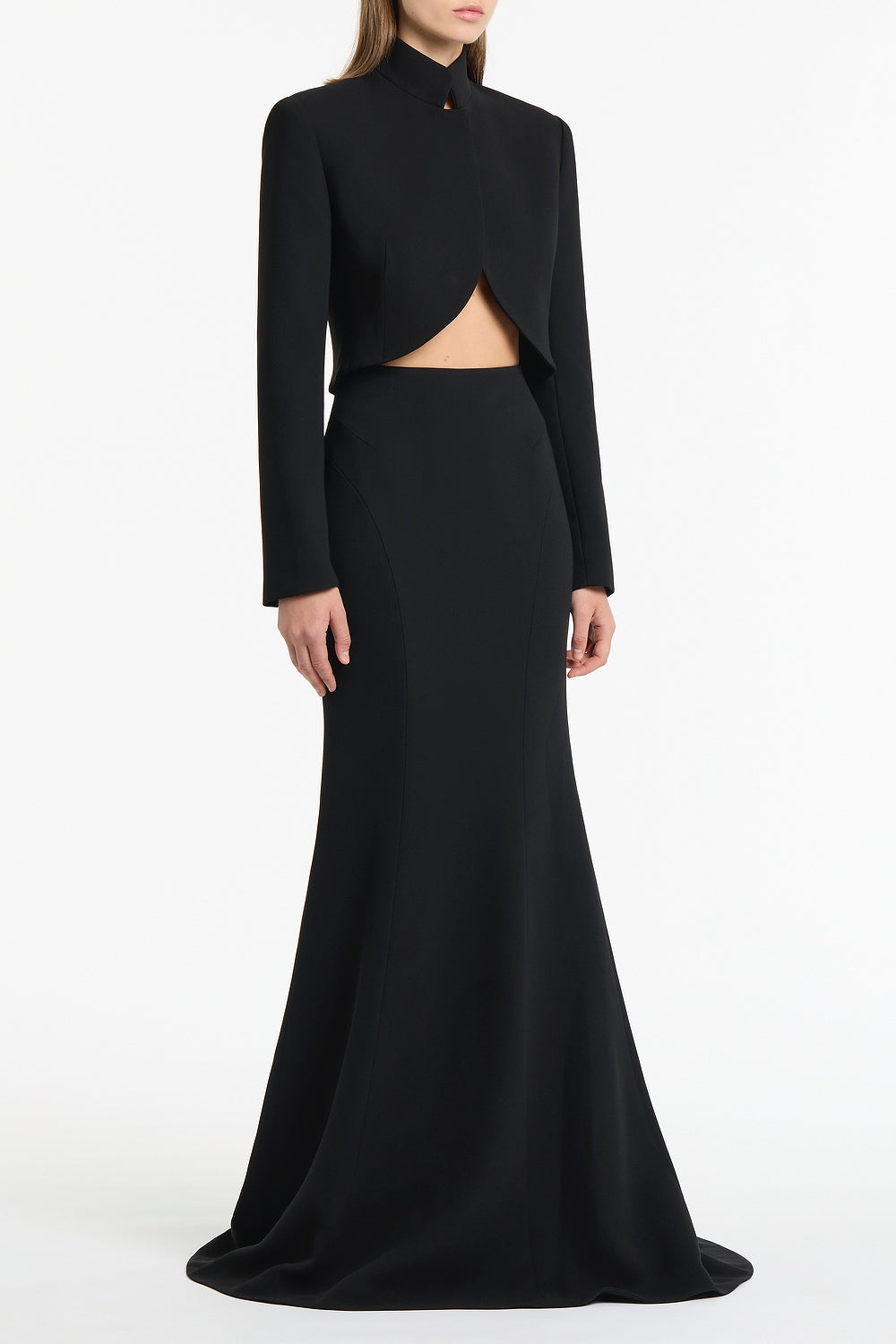 Carla Zampatti Crepe Fishtail Maxi Skirt (Black)