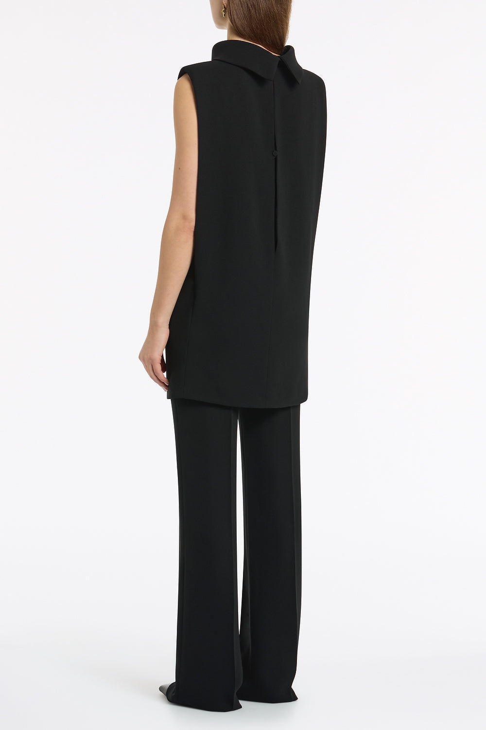 Carla Zampatti Crepe Folded Collar Tunic (Black)