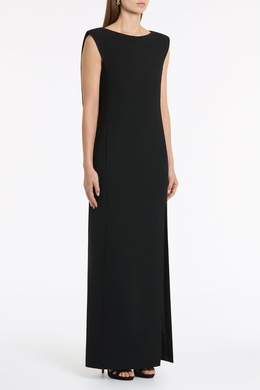 Carla Zampatti Crepe Front Split Gown (Black)