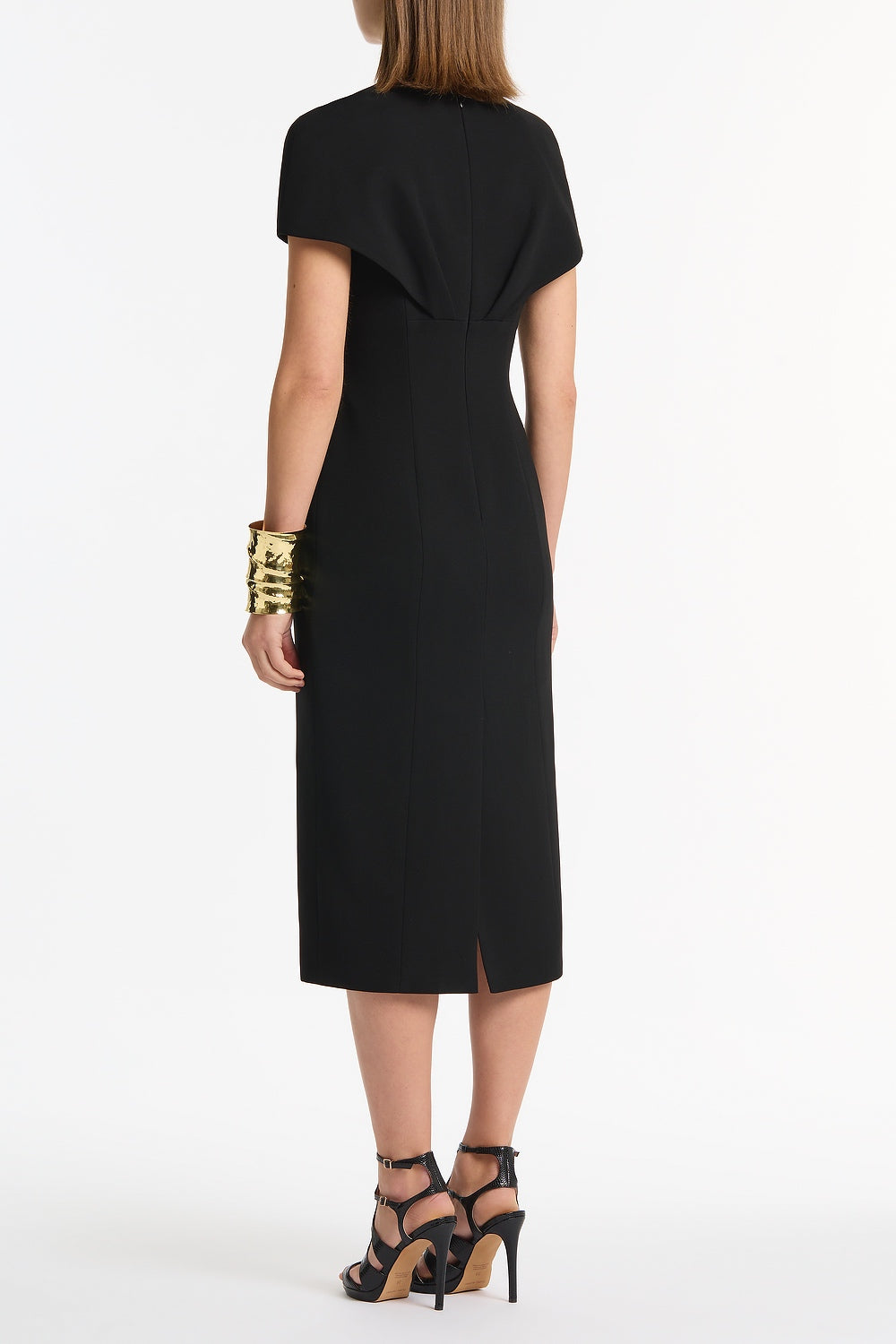 Carla Zampatti Crepe Front Tuck Midi Dress (Black)