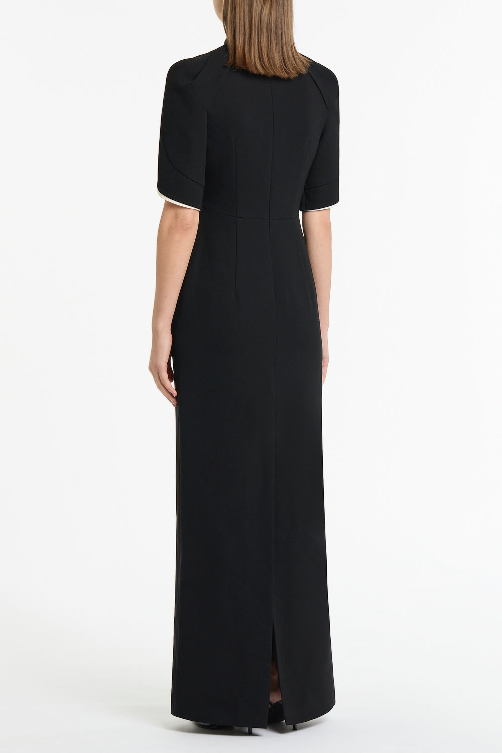Carla Zampatti Crepe Layered Sleeve Gown (Black)
