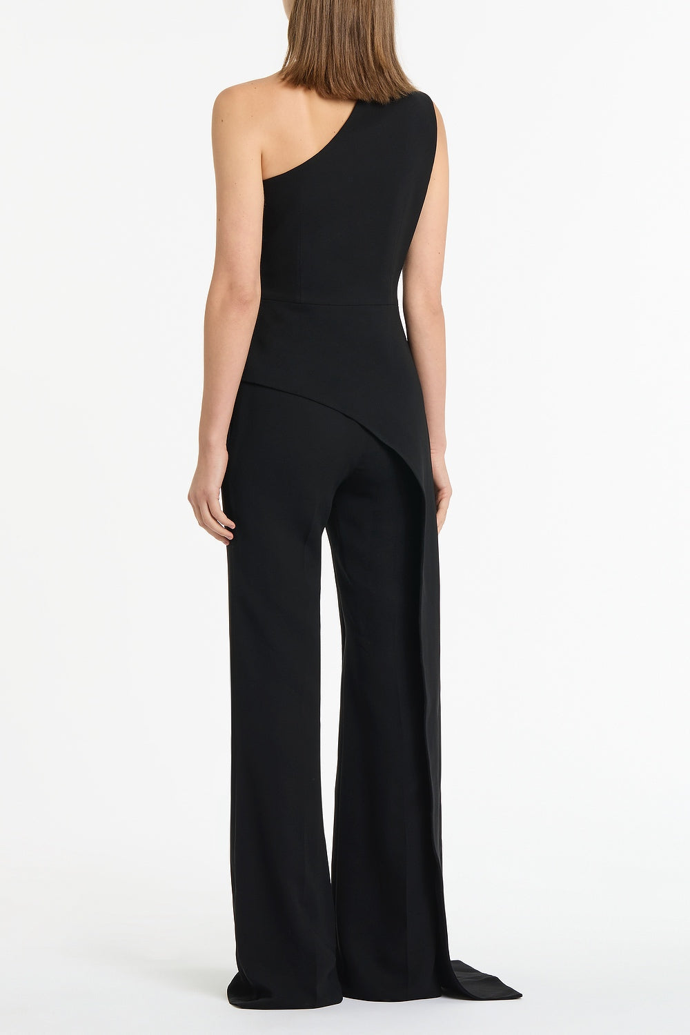 Carla Zampatti Crepe One Shoulder Longline Top (Black)