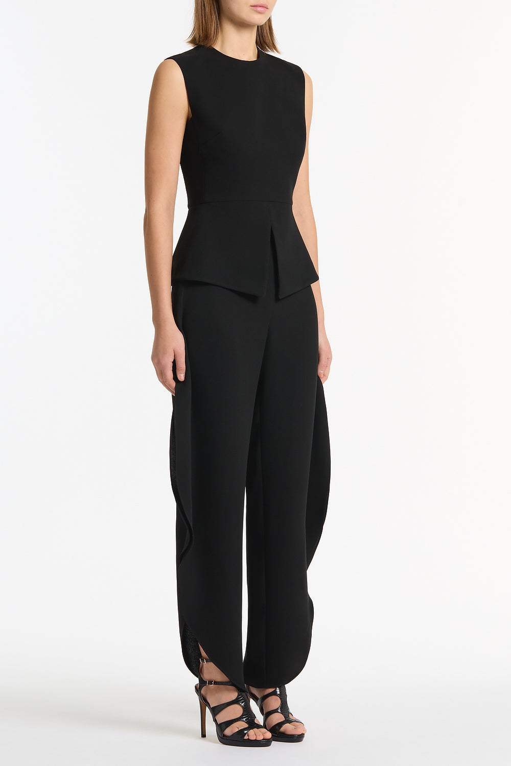 Carla Zampatti Crepe Peplum Top (Black)