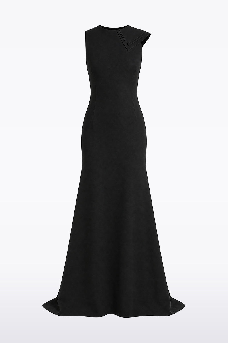Carla Zampatti Crepe Petal Back Gown (Black)