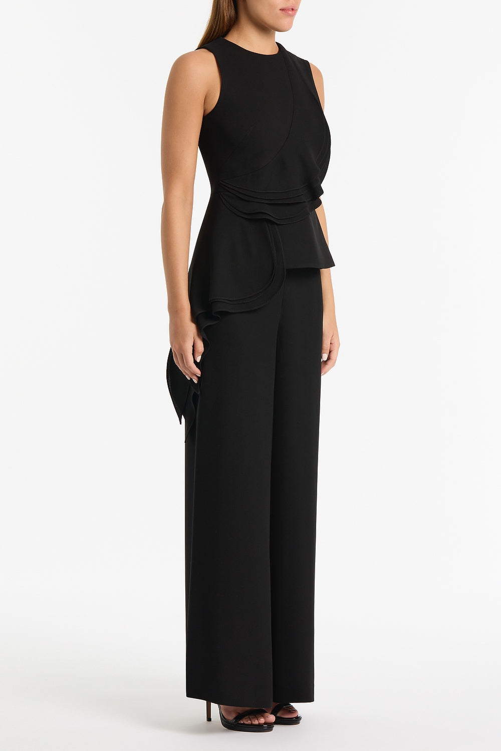 Carla Zampatti Crepe Petal Detail Top (Black)