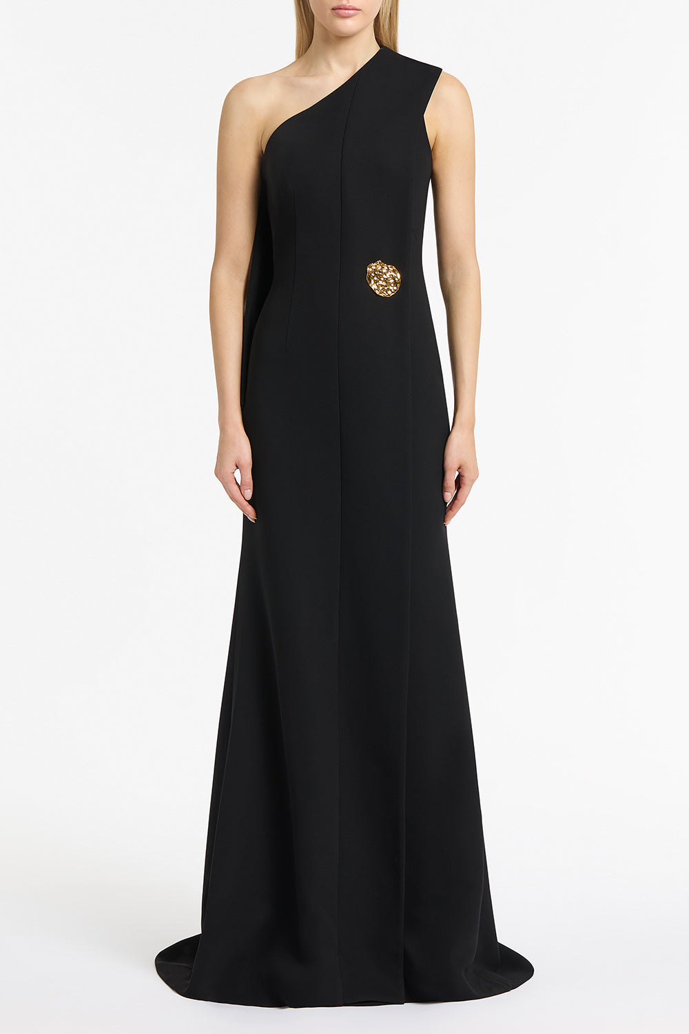 Image of Dresses. Product name - Black Crepe Piegato Gown in Black colour by brand - Carla Zampatti
