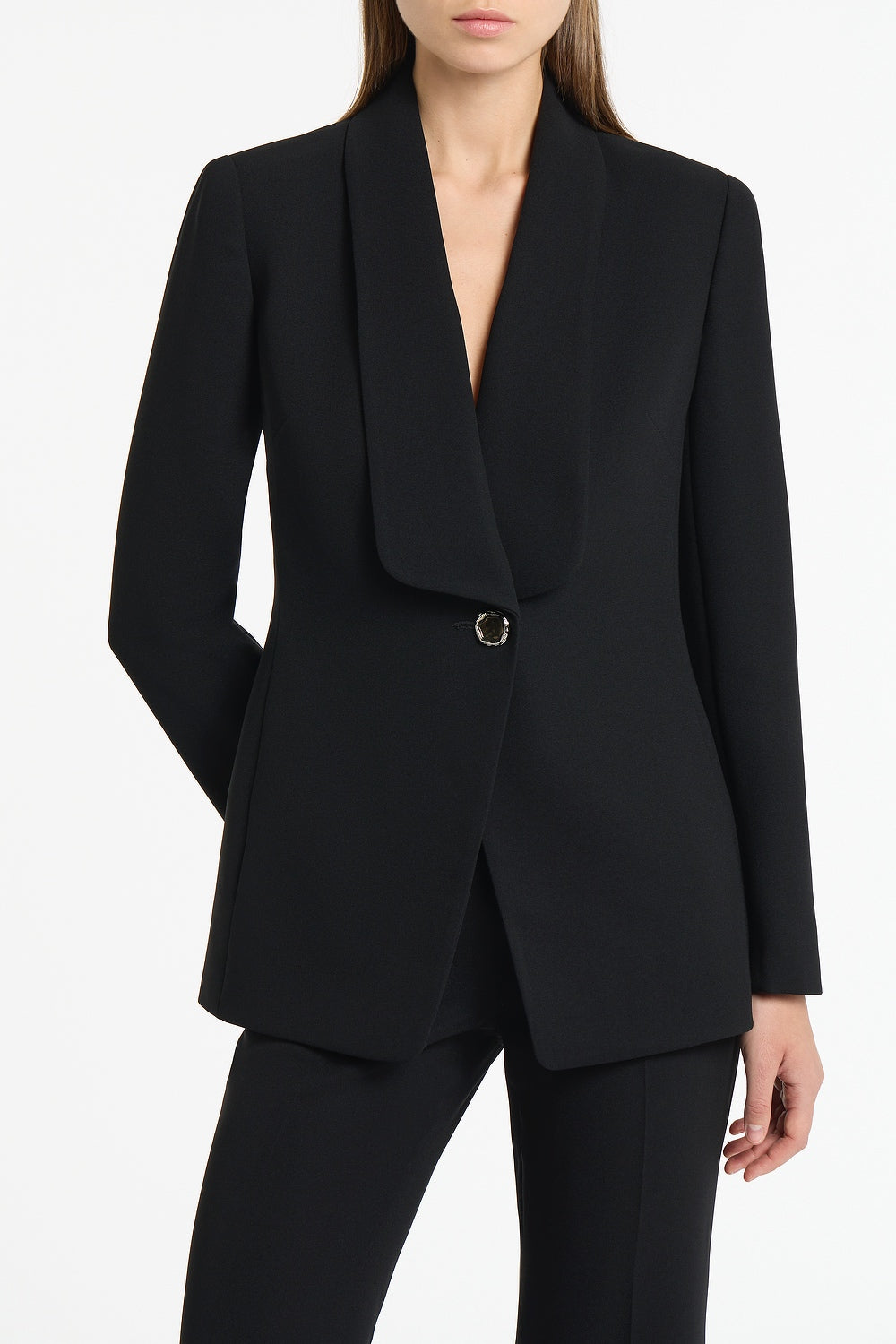Carla Zampatti Crepe Shawl Collar Jacket (Black)