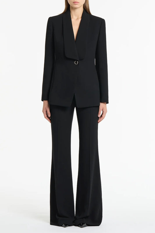 Image of Coats & Jackets. Product name - Black Crepe Shawl Collar Jacket in Black colour by brand - Carla Zampatti
