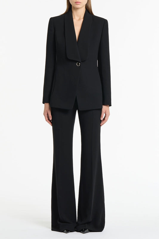 Image of Coats & Jackets. Product name - Black Crepe Shawl Collar Jacket in Black colour by brand - Carla Zampatti