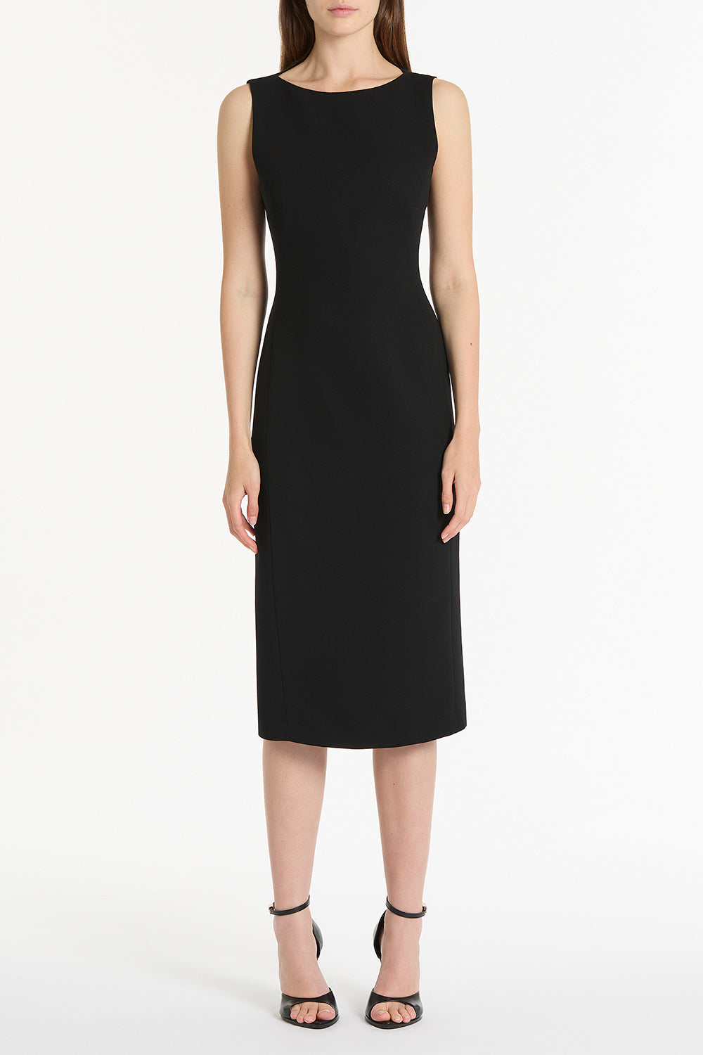 Image of Dresses. Product name - Black Crepe Sheath Dress in Black colour by brand - Carla Zampatti