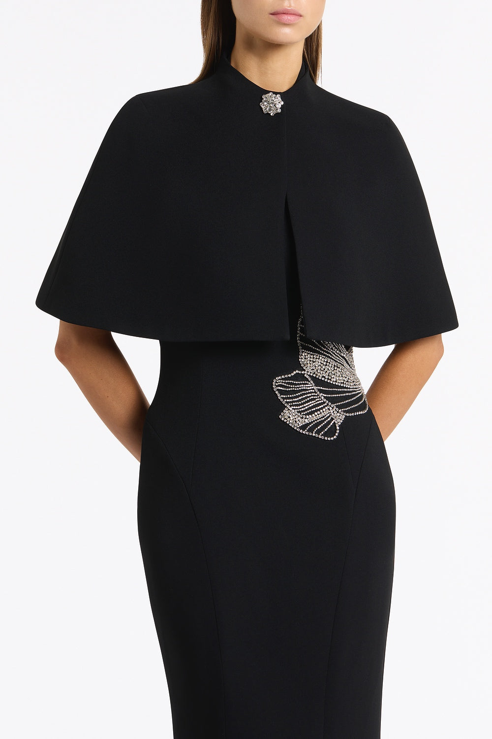 Carla Zampatti Crepe Short Cape (Black)