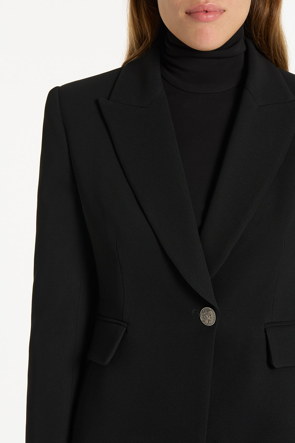Carla Zampatti Crepe Single Breasted Jacket (Black)