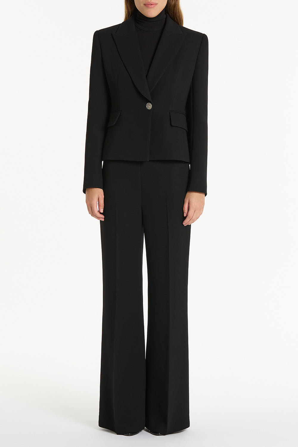 Image of Coats & Jackets. Product name - Black Crepe Single Breasted Jacket in Black colour by brand - Carla Zampatti