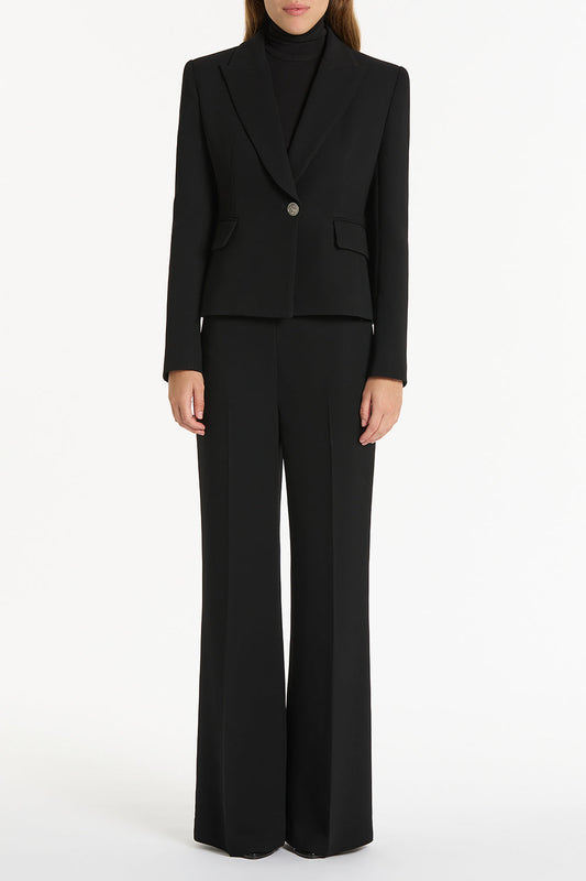 Image of Coats & Jackets. Product name - Black Crepe Single Breasted Jacket in Black colour by brand - Carla Zampatti