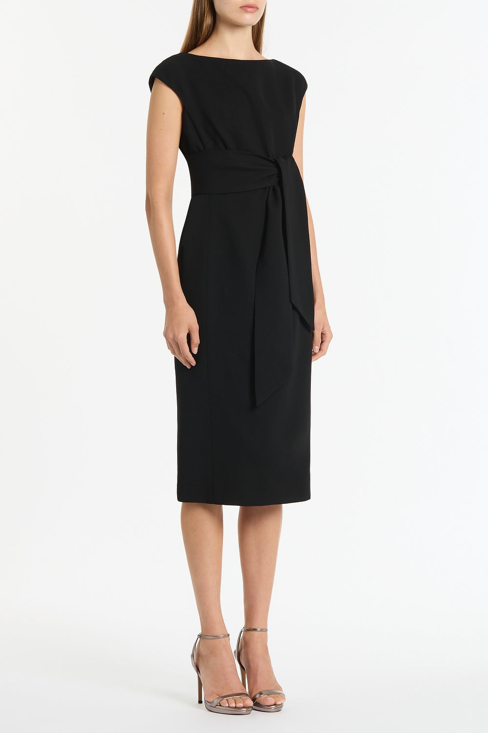 Carla Zampatti Crepe Tie Front Dress (Black)