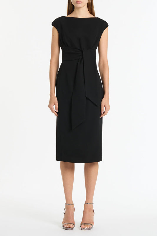 Image of Dresses. Product name - Black Crepe Tie Front Dress in Black colour by brand - Carla Zampatti