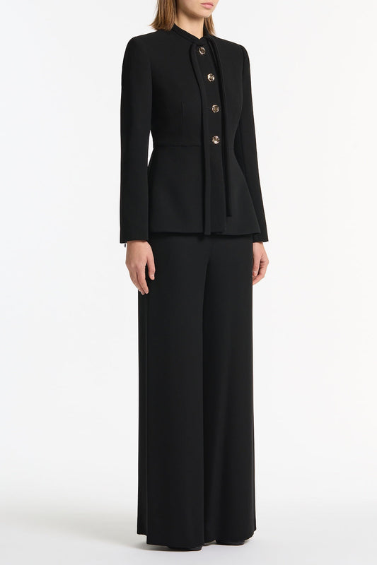 Carla Zampatti Crepe Tie Neck Jacket (Black)