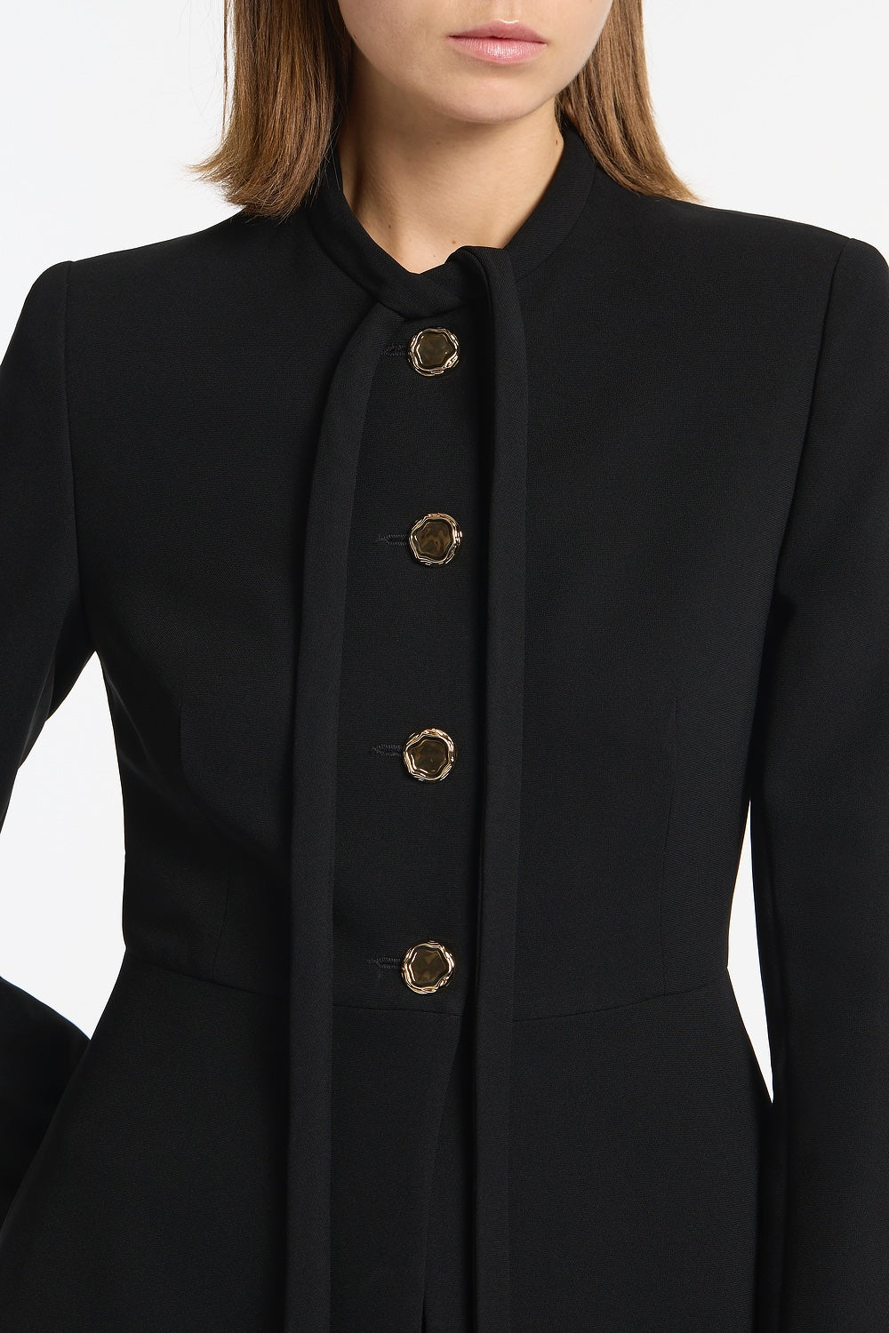 Carla Zampatti Crepe Tie Neck Jacket (Black)