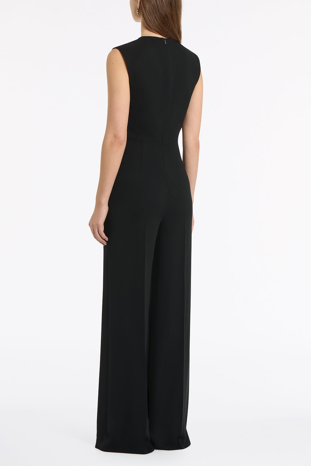Carla Zampatti Crepe Waisted Tie Front Jumpsuit (Black)