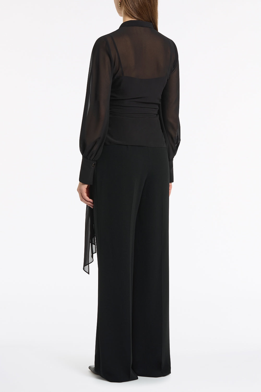 Carla Zampatti Crepe Wide Leg Pleated Pant (Black)