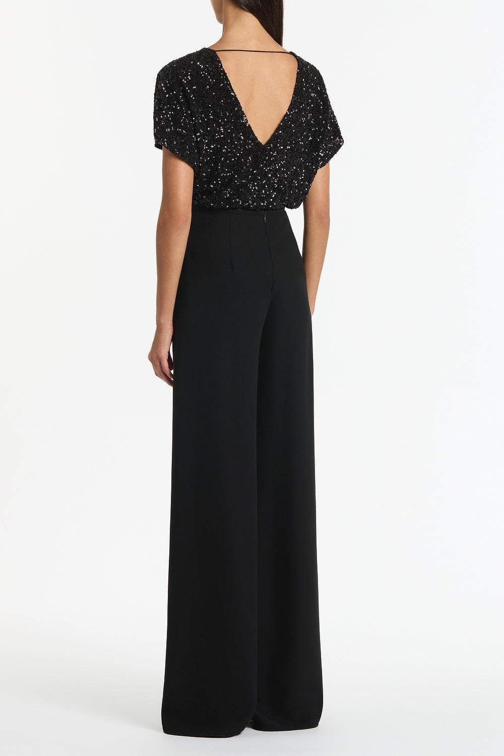 Carla Zampatti Crushed Sequin Drape Top (Black)