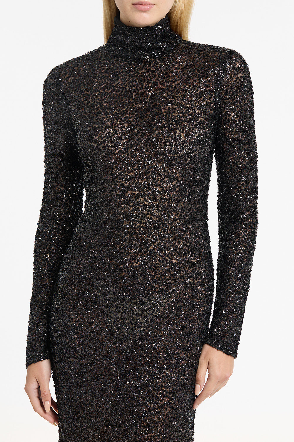 Carla Zampatti Crushed Sequin Skivvy Gown (Black)