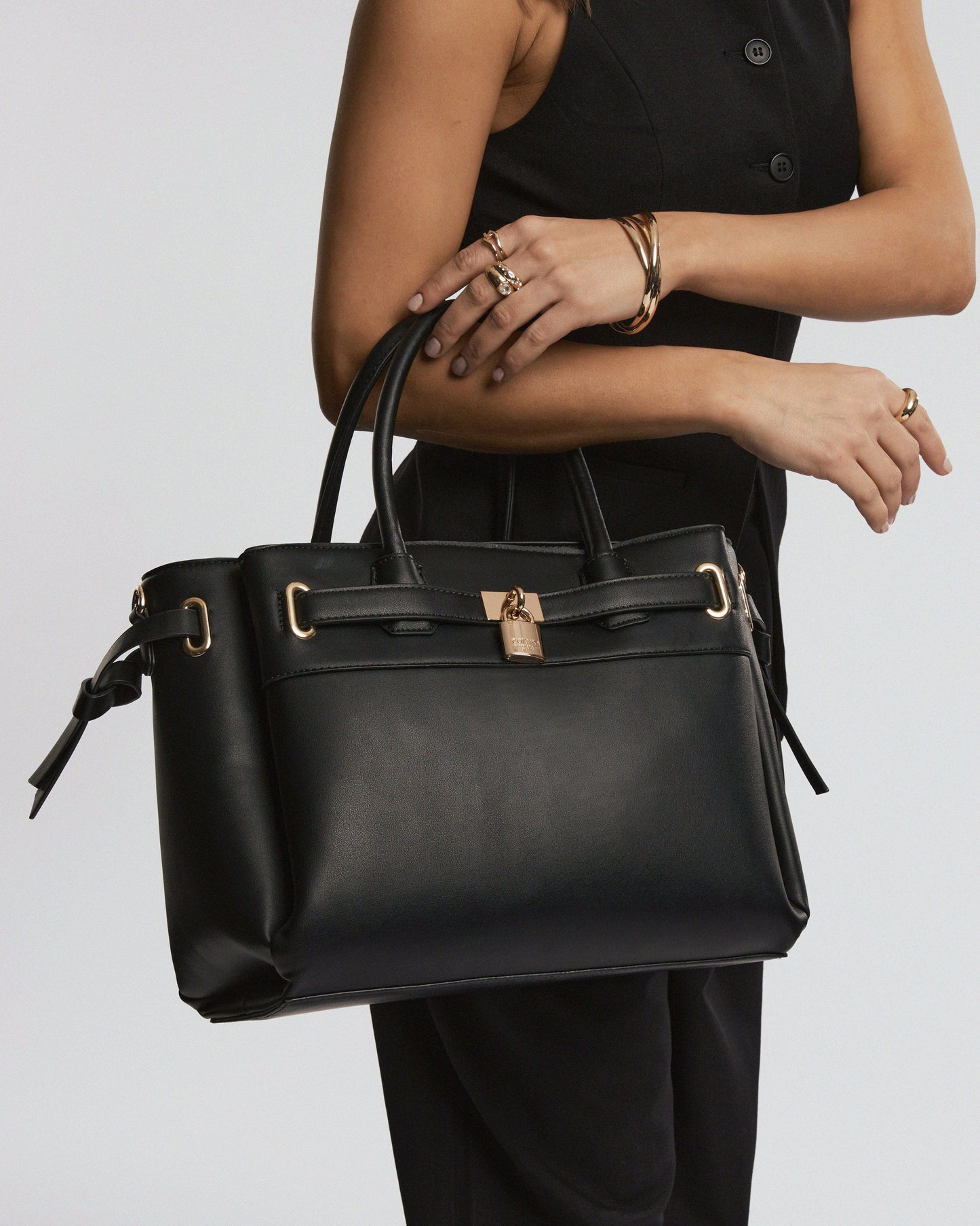 Image of Tote Bags. Productname: Colette Black Elora Tie Tassel Tote Bag in Black colour by brand - Colette