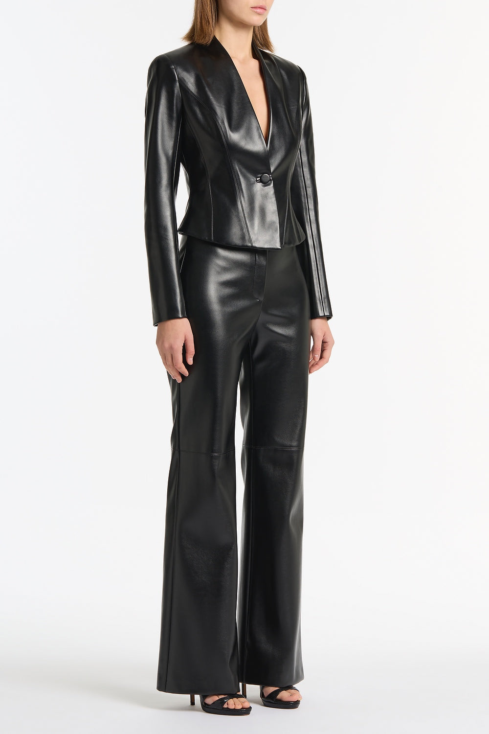 Carla Zampatti Faux Leather Wide Leg Pant (Black)