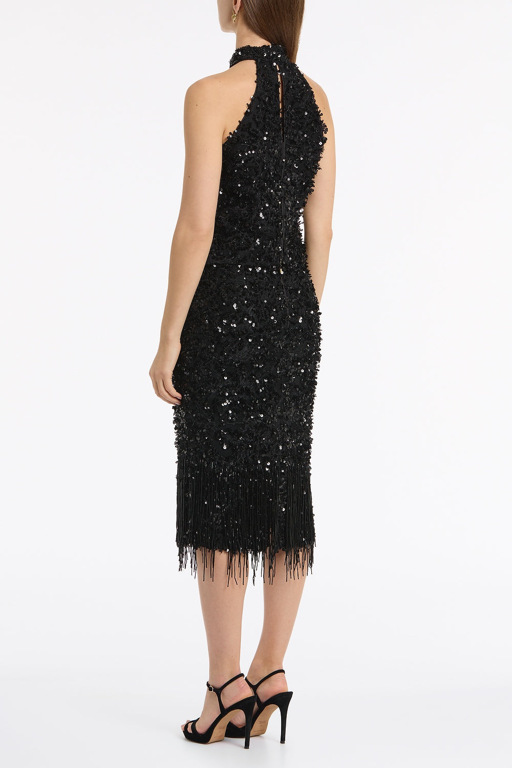 Carla Zampatti Fringe Sequin Lace Bodice (Black)