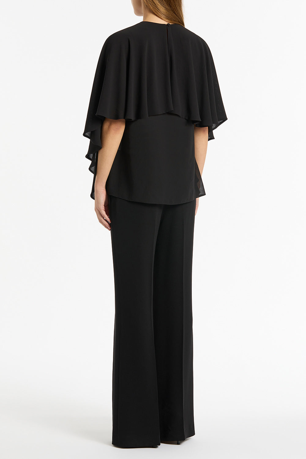Carla Zampatti Georgette Cascata Top (Black)