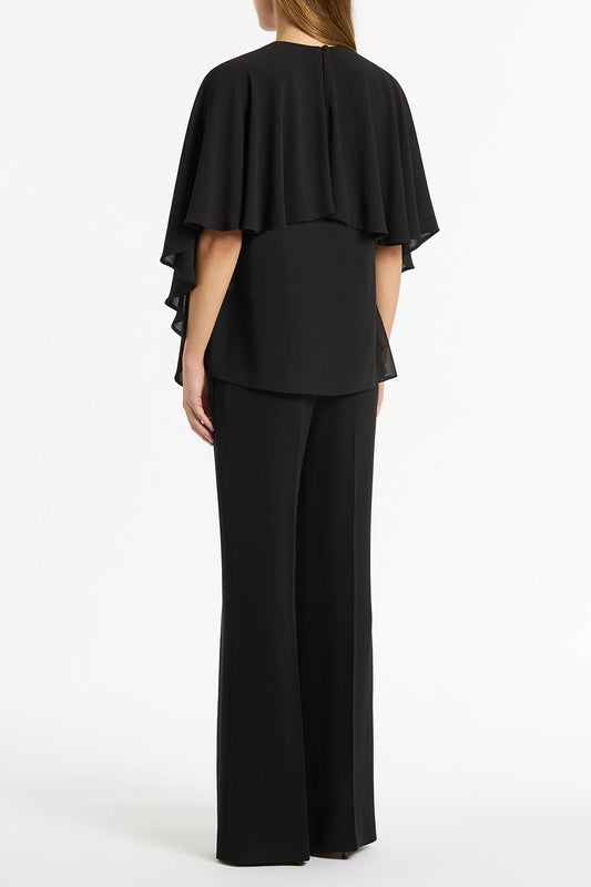 Carla Zampatti Georgette Cascata Top (Black)