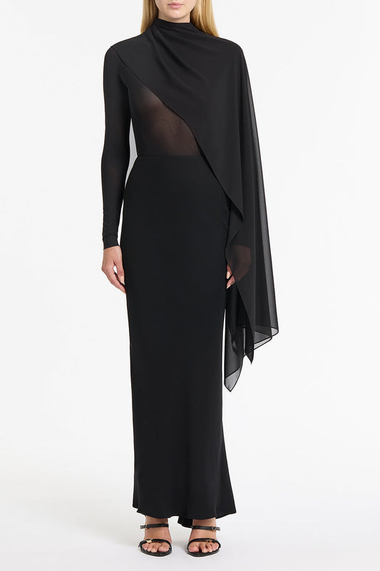 Image of Scarves & Shawls. Product name - Black Georgette Cascata Wrap in Black colour by brand - Carla Zampatti