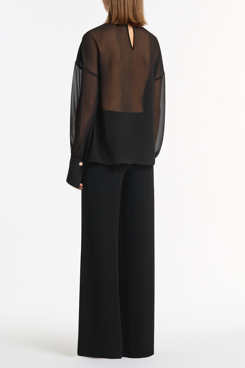 Carla Zampatti Georgette Drop Sleeve Blouse (Black)