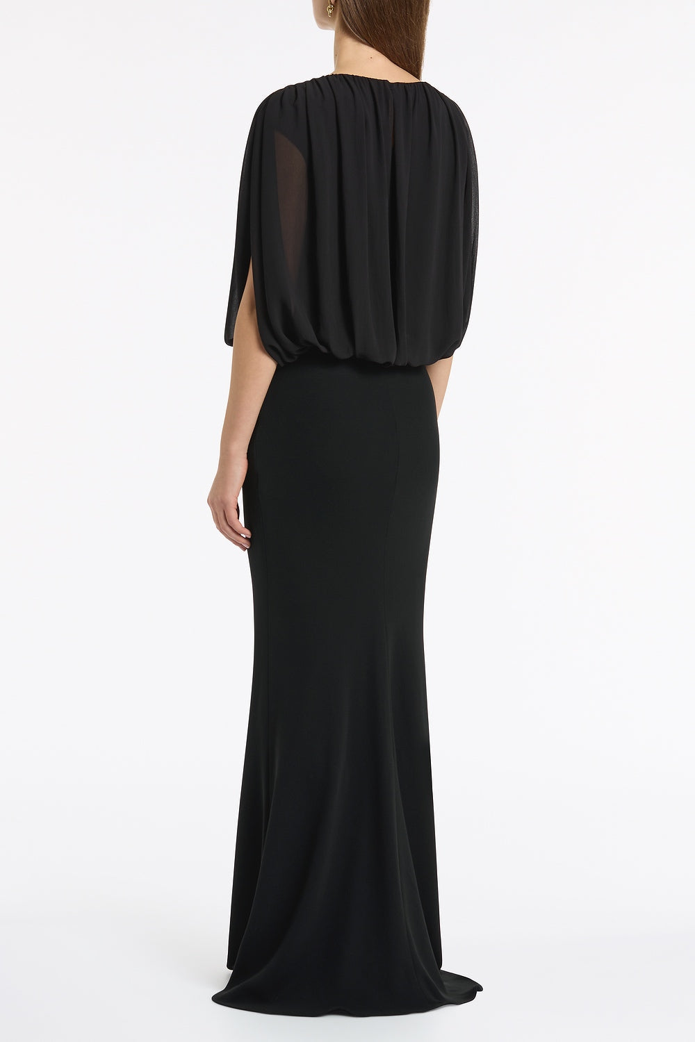 Carla Zampatti Georgette Gathered Capelet Top (Black)