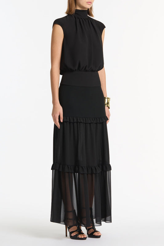 Carla Zampatti Georgette Scarf Top (Black)
