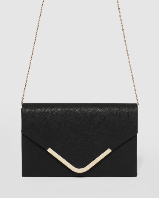 Colette Lila Envelope Clutch Bag (Black)