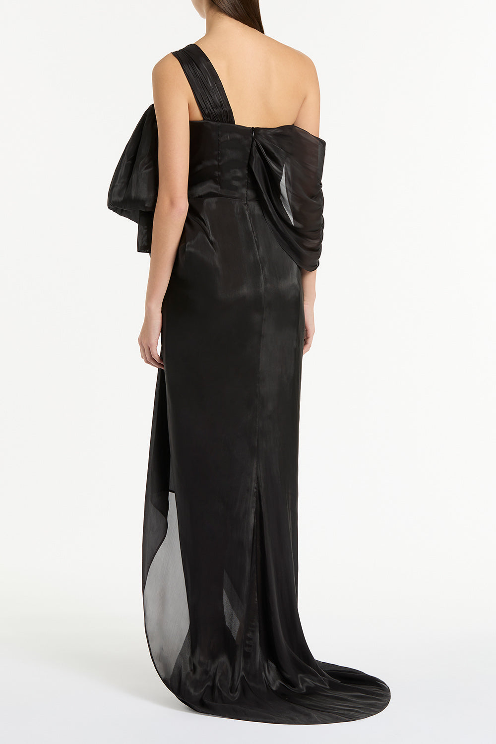 Carla Zampatti Lustre Chiffon Bow Gown (Black)