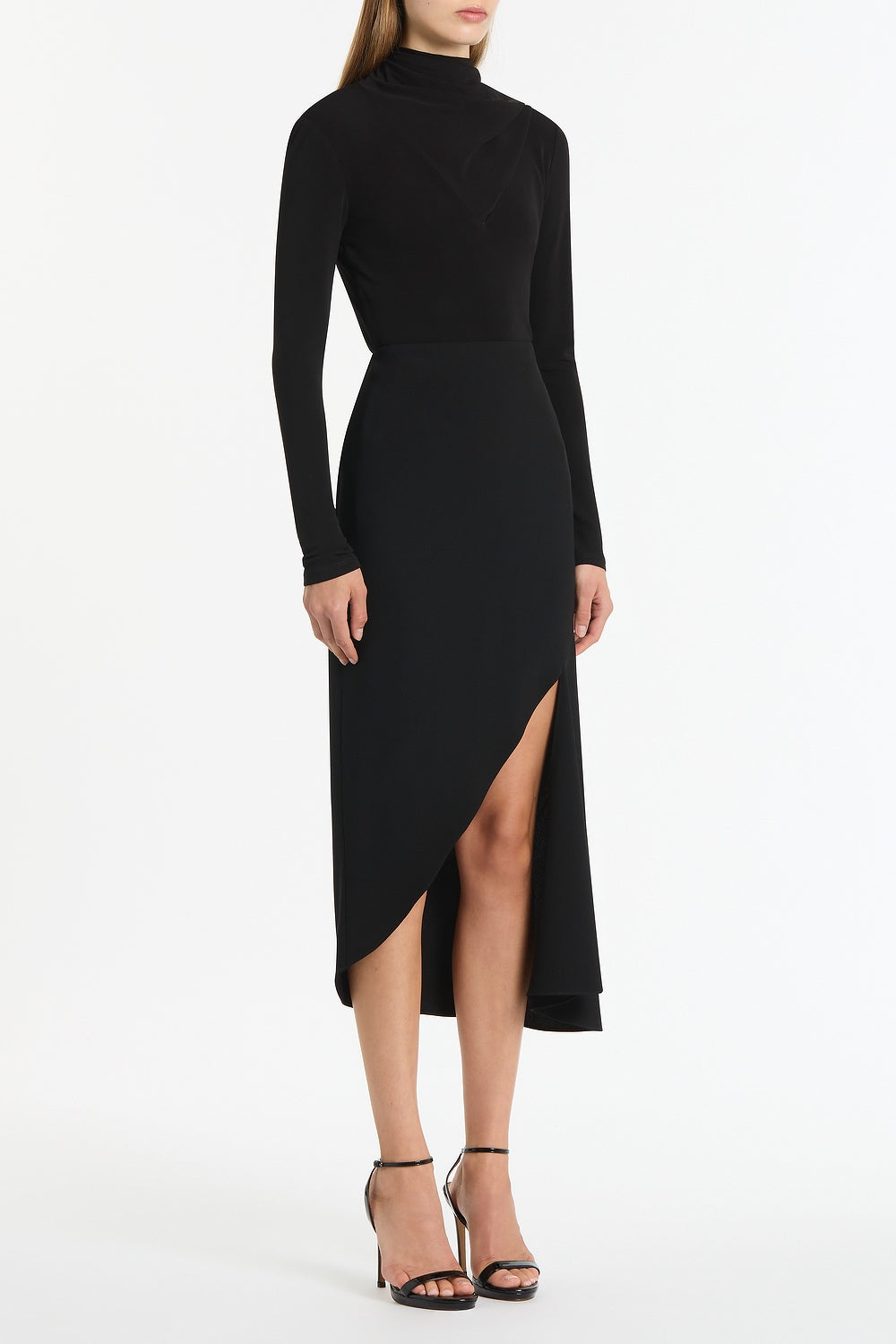 Carla Zampatti Matte Jersey Long Sleeve Scarf Top (Black)