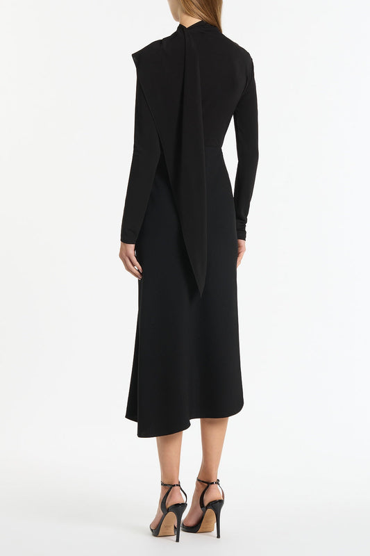 Carla Zampatti Matte Jersey Long Sleeve Scarf Top (Black)