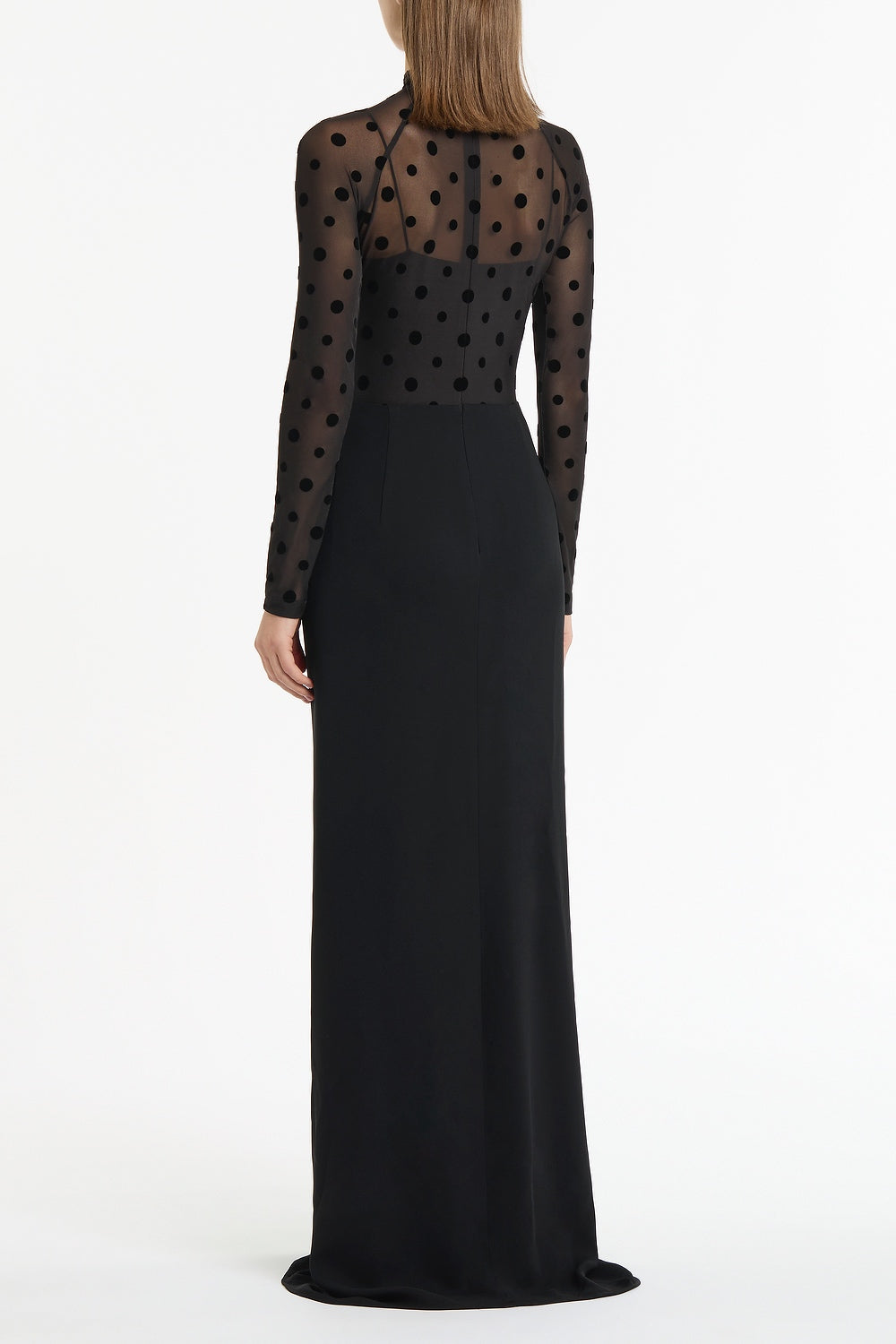 Carla Zampatti Mesh Spot Contrast Gown (Black)