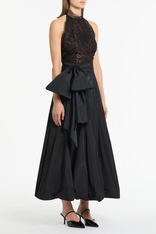 Carla Zampatti Metallic Lace Halter Top (Black)