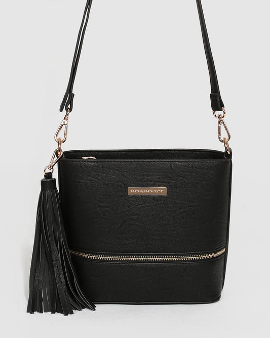 Colette Pia Tassel Crossbody Bag (Black)